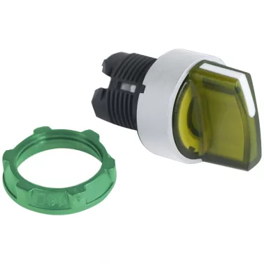 SCHNEIDER ZB5FK1483C1 Harmony panelbe süllyesztett műanyag világító választókapcsoló fej, Ø30, 2 állású, sárga, jobbról vissza., fehér perem