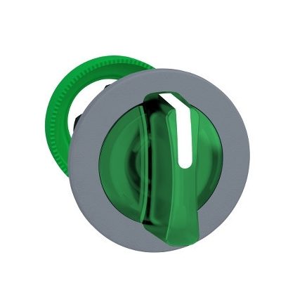 SCHNEIDER ZB5FK1533C0 Harmony panelbe süllyesztett műanyag világító választókapcsoló fej, Ø30, 3 állású, zöld, középre vissza., szürke perem