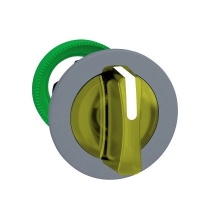 SCHNEIDER ZB5FK1583C0 Harmony panelbe süllyesztett műanyag világító választókapcsoló fej, Ø30, 3 állású, sárga, középre vissza., szürke perem