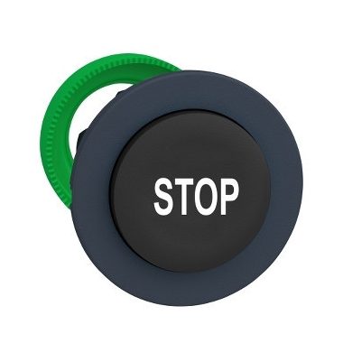 SCHNEIDER ZB5FL234 Harmony panelbe süllyesztett műanyag nyomógomb fej, Ø30, kiemelkedő, fekete, "STOP"