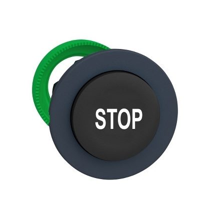   SCHNEIDER ZB5FL234 Harmony panelbe süllyesztett műanyag nyomógomb fej, Ø30, kiemelkedő, fekete, "STOP"