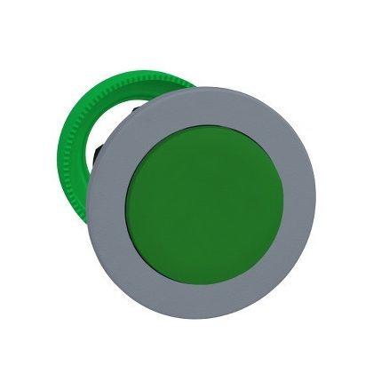   SCHNEIDER ZB5FL3C0 Harmony panelbe süllyesztett műanyag nyomógomb fej, Ø30, kiemelkedő, zöld, visszatérő, szürke perem