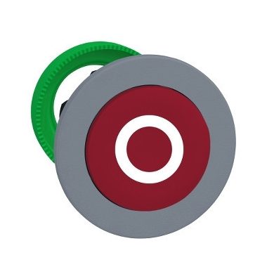 SCHNEIDER ZB5FL432C0 Harmony panelbe süllyesztett műanyag nyomógomb fej, Ø30, kiemelkedő, piros, "O", szürke perem