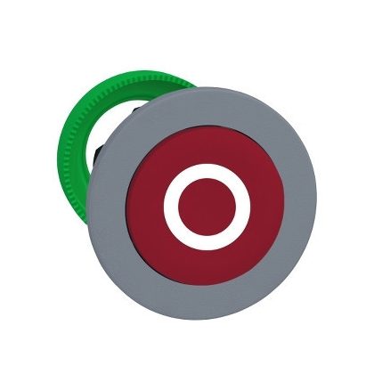 SCHNEIDER ZB5FL432C0 Harmony panelbe süllyesztett műanyag nyomógomb fej, Ø30, kiemelkedő, piros, "O", szürke perem