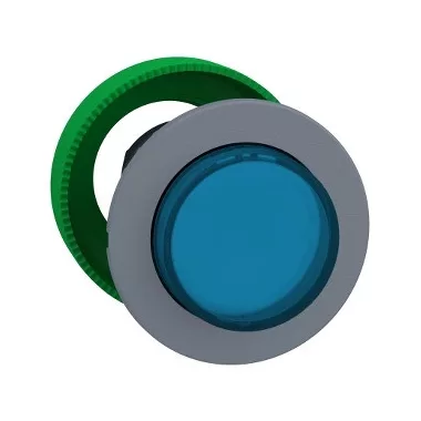 SCHNEIDER ZB5FW163C0 Harmony panelbe süllyesztett műanyag világító nyomógomb fej, Ø30, kiemelkedő, kék, szürke perem