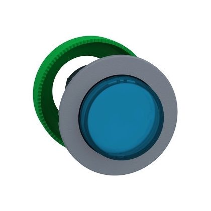 SCHNEIDER ZB5FW163C0 Harmony panelbe süllyesztett műanyag világító nyomógomb fej, Ø30, kiemelkedő, kék, szürke perem