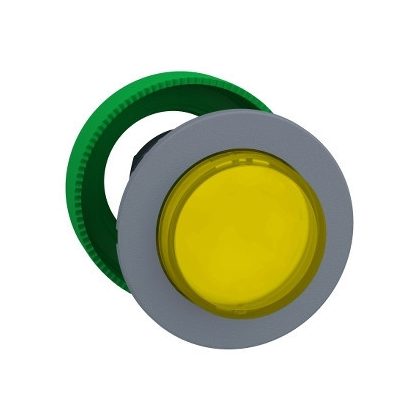 SCHNEIDER ZB5FW183C0 Harmony panelbe süllyesztett műanyag világító nyomógomb fej, Ø30, kiemelkedő, sárga, szürke perem