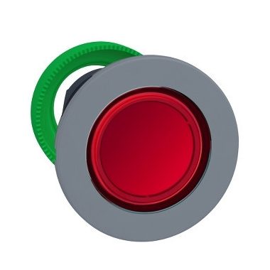 SCHNEIDER ZB5FW343C0 Harmony panelbe süllyesztett műanyag világító nyomógomb fej, Ø30, visszatérő, piros, szürke perem