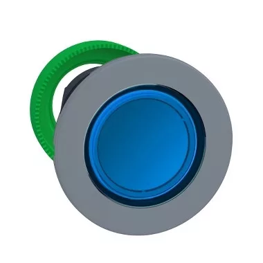 SCHNEIDER ZB5FW363C0 Harmony panelbe süllyesztett műanyag világító nyomógomb fej, Ø30, visszatérő, kék, szürke perem