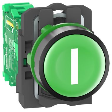 SCHNEIDER ZB5RTA331 ZB5R rádiófrekvenciás nyomógomb fej zöld alapon fehér "I"