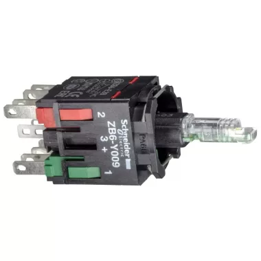SCHNEIDER ZB6ZB35B LED-es világító nyomógomb aljzat, zöld, N/O+N/C