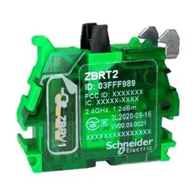 SCHNEIDER ZBRT2 Harmony vezetéknélküli nyomógomb adó blokk, 1 impulzus nyomásra + 1 impulzus elengedésre