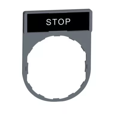 SCHNEIDER ZBY2304C0 Harmony címketartó 30x40 mm, Ø22 készülékekhez, 8x27 mm felirati címkével, STOP, szürke perem