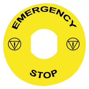 SCHNEIDER ZBY8330 Címke vészgombhoz "EMERGENCY STOP"