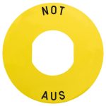   SCHNEIDER ZBY9260 Sárga kör alakú címke "NOT AUS" felirattal, 60mm átmérő