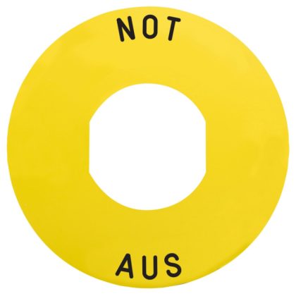  SCHNEIDER ZBY9260 Sárga kör alakú címke "NOT AUS" felirattal, 60mm átmérő