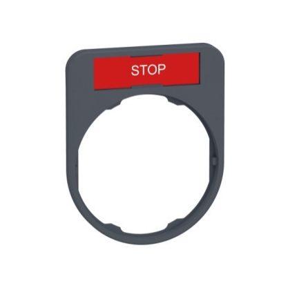   SCHNEIDER ZBYF2304C0 Harmony címketartó, 40x50 mm, Ø30 süllyesztett készülékhez, 8x27 címkéhez, STOP, szürke perem