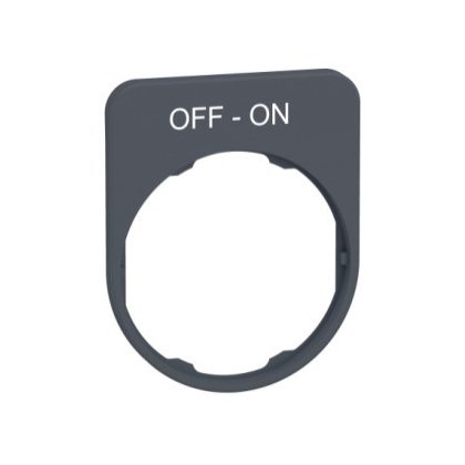   SCHNEIDER ZBYFP2367C0 Harmony felirati tábla, 40x50 mm, műanyag, Ø30 süllyesztett készülékhez, OFF-ON, szürke perem