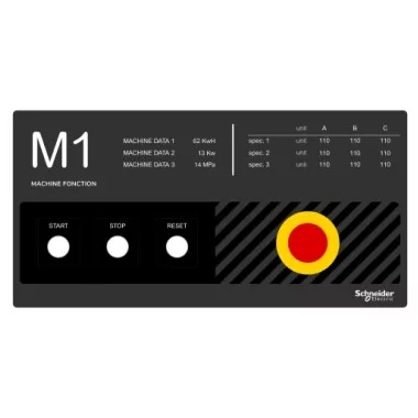 SCHNEIDER ZBYLECUST08 Harmony kezelőpanel maszk, 400x200mm, személyre szabott