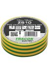 TRACON ZS10 Szigetelőszalag, zöld/sárga 10m×18mm, PVC, 0-90°C, 40kV/mm