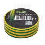   TRACON ZS10 Szigetelőszalag, zöld/sárga 10m×18mm, PVC, 0-90°C, 40kV/mm, 10 db/csomag