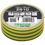   TRACON ZS10 Szigetelőszalag, zöld/sárga 10m×18mm, PVC, 0-90°C, 40kV/mm