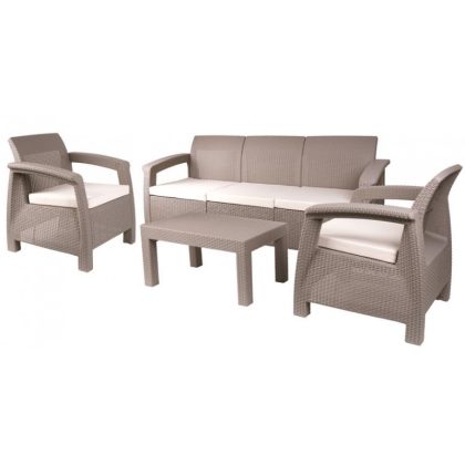   SG Bahama-402 Kerti bútor szett antracit színben, bézs párnaszettel