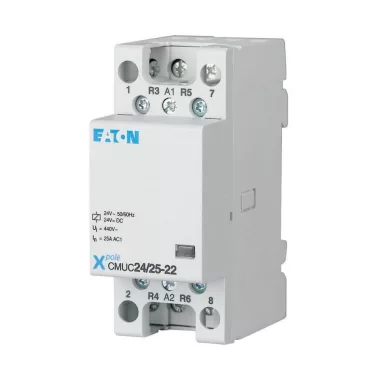 EATON 137400 CMUC24/25-31 installációs kontaktor, 3z+1ny, 25A, 24V AC/DC