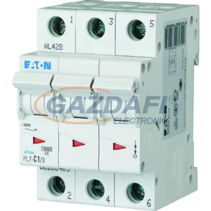 EATON 165284 PL7-D2/3N Kismegszakító, 10kA 3pól.+null