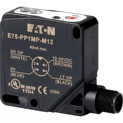 EATON 166997 E75-PP1MP-M12 Opt. Sensor Intelli, 20cm, DC, Conn.