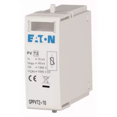 EATON 176092 SPPVT2-10 PV túlfesz.levezető 'T2' betét 1000V DC 1pól. EATON 176092 SPPVT2-10 PV túlfesz.levezető 'T2' betét 1000V DC 1pól.