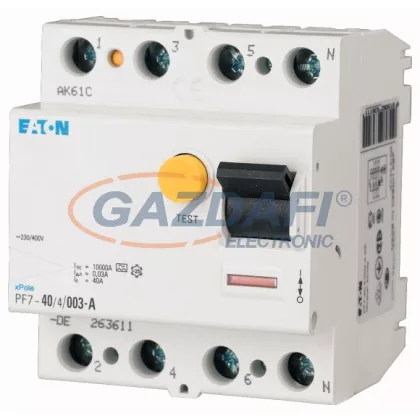EATON 263597 PF7-80/4/05-DE Áram-védőkapcsoló 10kA 4pól. (Fi-relé) EATON 263597 PF7-80/4/05-DE Áram-védőkapcsoló 10kA 4pól. (Fi-relé)