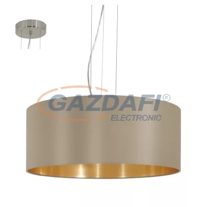 EGLO 31607 Text.függ E27 3x60W 53cm barna Maserlo