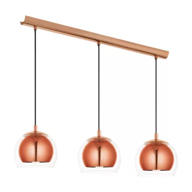 EGLO 94591 Függeszték E27 3x40W réz/átlátszó bura/fekete Rocamar