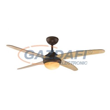 GLOBO 03385G LIZZ Mennyezeti ventilátor lámpával, 1x E14 60W, test: rozsdahatás, üvegopál