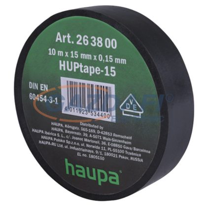 HAUPA 263800 Szigetelő szalag, fekete, 15 mm x 10 m