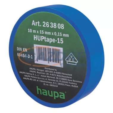 HAUPA 263808 Szigetelő szalag, kék, 15 mm x 10 m HAUPA 263808 Szigetelő szalag, kék, 15 mm x 10 m