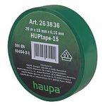 HAUPA 263836 Szigetelőszalag PVC zöld 15 mm x 20 m