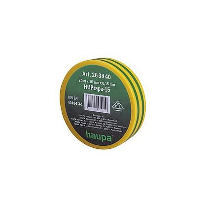 HAUPA 263840 Szigetelőszalag PVC zöld/sárga 15 mm x 20 m