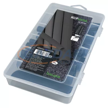 HAUPA 267204 HUPshrink31DW-A kettős falú zsugorcső készlet, belső ragasztó felülettel 3:1; fekete; 25 darab