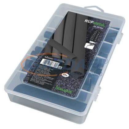   HAUPA 267204 HUPshrink31DW-A kettős falú zsugorcső készlet, belső ragasztó felülettel 3:1; fekete; 25 darab