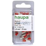   HAUPA 270804 Szigetelt érvéghüvely, 1mm2, 8mm, piros,  100 db/csomag