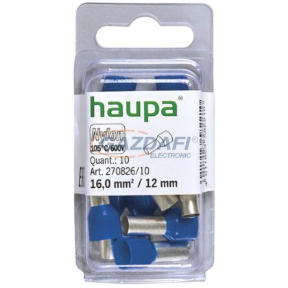   HAUPA 270826 Szigetelt érvéghüvely, 16mm2, 12mm, kék,  100 db/csomag