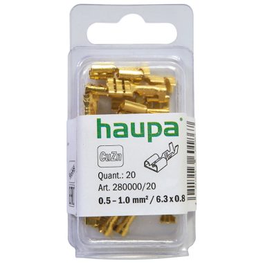 HAUPA 280008 Csúszósaru szigeteletlen sárgaréz 0.5-1.25/4.8x0.8  200 db/csomag
