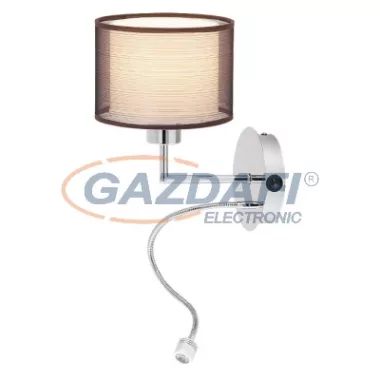 RÁBALUX 2629 Anastasia fali lámpa E27 60W+LED 1W króm/barna 230V 4000K 85lm A++