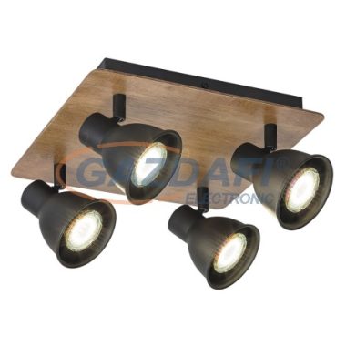 RÁBALUX 5905 Mac spot lámpa fényforrás nélkül, GU10 4x35W, fekete/bükk 230V A++ -> E