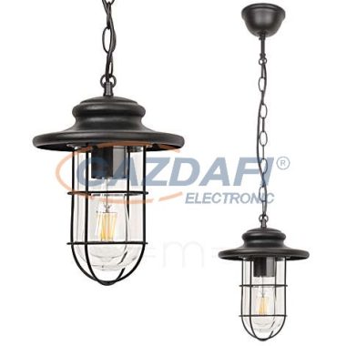 RÁBALUX 8070 Pavia kültéri függeszték.E27 60W mattfekte/átlátszó IP44 230V