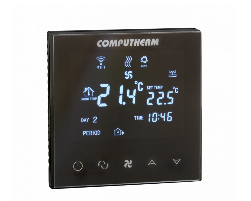 Computherm E300FC programozható digitális Wi-Fi fan-coil termosztát 2- és 4-csöves rendszerekhez